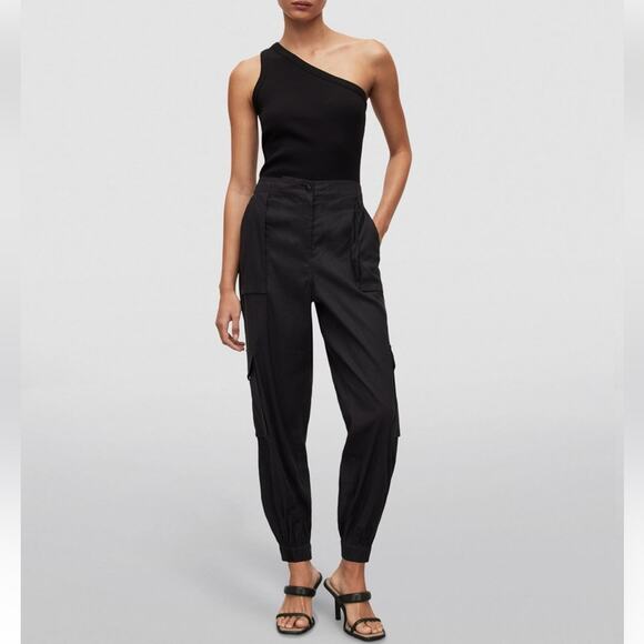 All Saint Black Frieda High Waist Cargo Trousers Relaxed Fit Size 10 - Picture 1 of 16